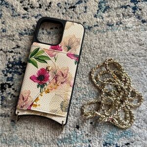 Like new Bandolier 14 Pro Max Floral Phone Case with Chain
